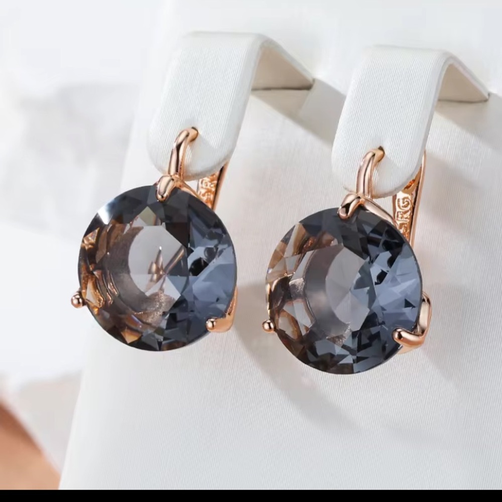 Classic Rose Gold Drop Earrings with Smoky Gray Quartz